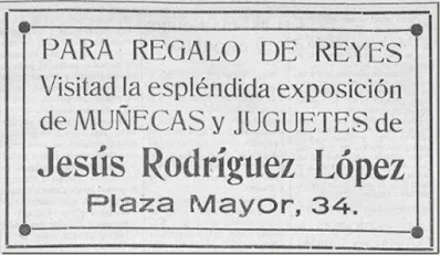 Recorte de prensa histórica de publicidad de la tienda Jesús Rodríguez en la Plaza Mayor de Salamanca