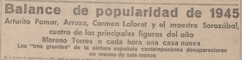 Carmen Laforet entre las personas populares de 1945