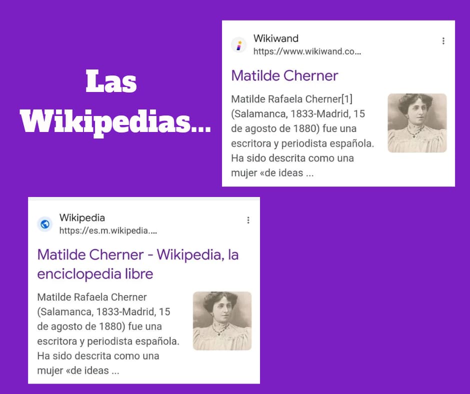 captura de wikipedia publicando el error de la fotografía de Ángela Barco como si fuera Matilde Cherner