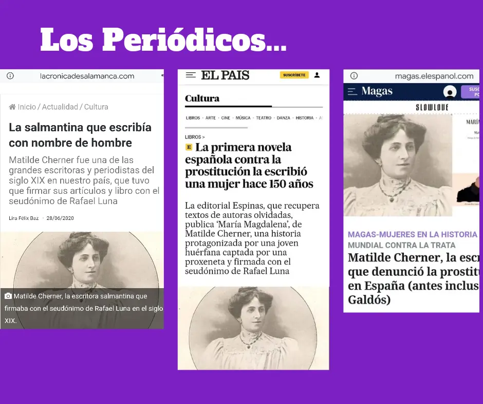 Capturas de los periódicos que utilizan una fotografía de Ángela Barco como si fuera Matilde Cherner